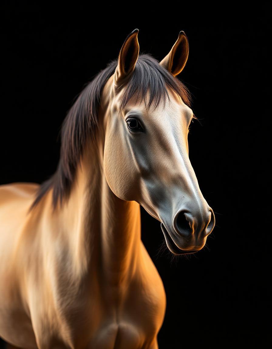 Cavalo Quarto de Milha adulto de pelagem Baio, visto de perfil